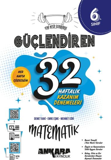 6. Sınıf Güçlendiren 32 Haftalık Matematik Kazanım Denemeleri Ankara Yayıncılık